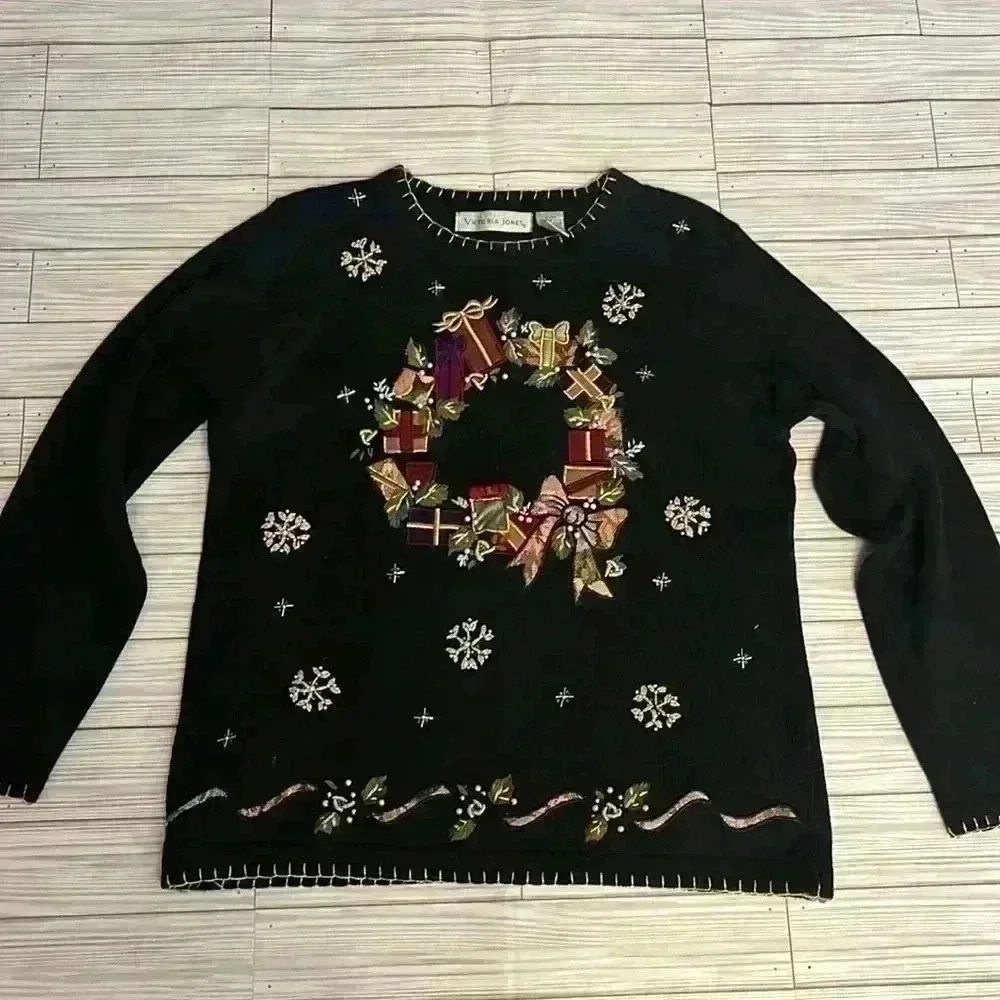 Vintage Embroidered Christmas Sweater